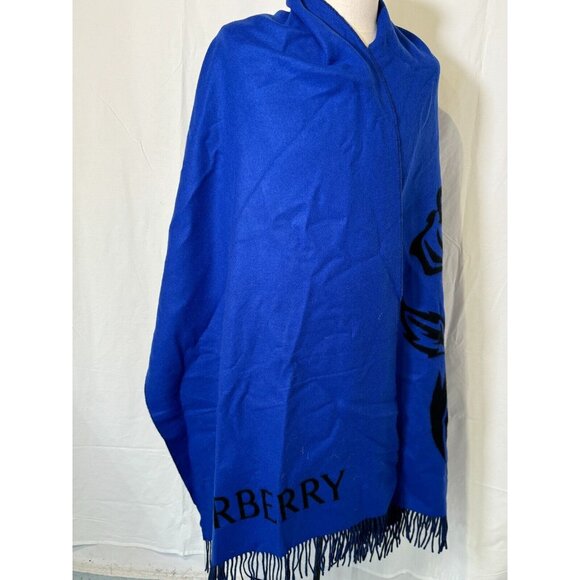 $1450 NWT BURBERRY PRORSUM Blue Luxurious Reversible Pure Cashmere Large Shawl - Picture 3 of 16
